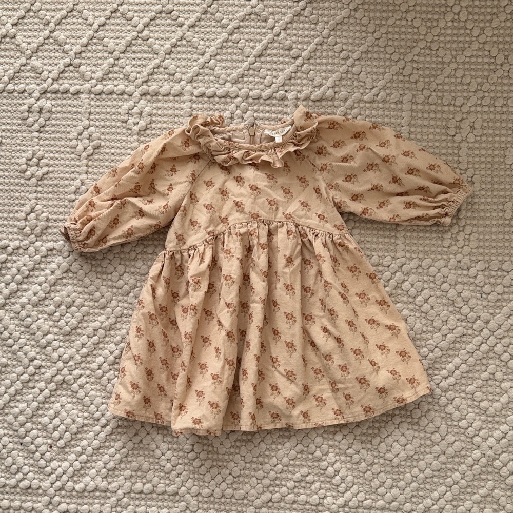 Adorable Beige Floral Kids Dress Noralee Size 2